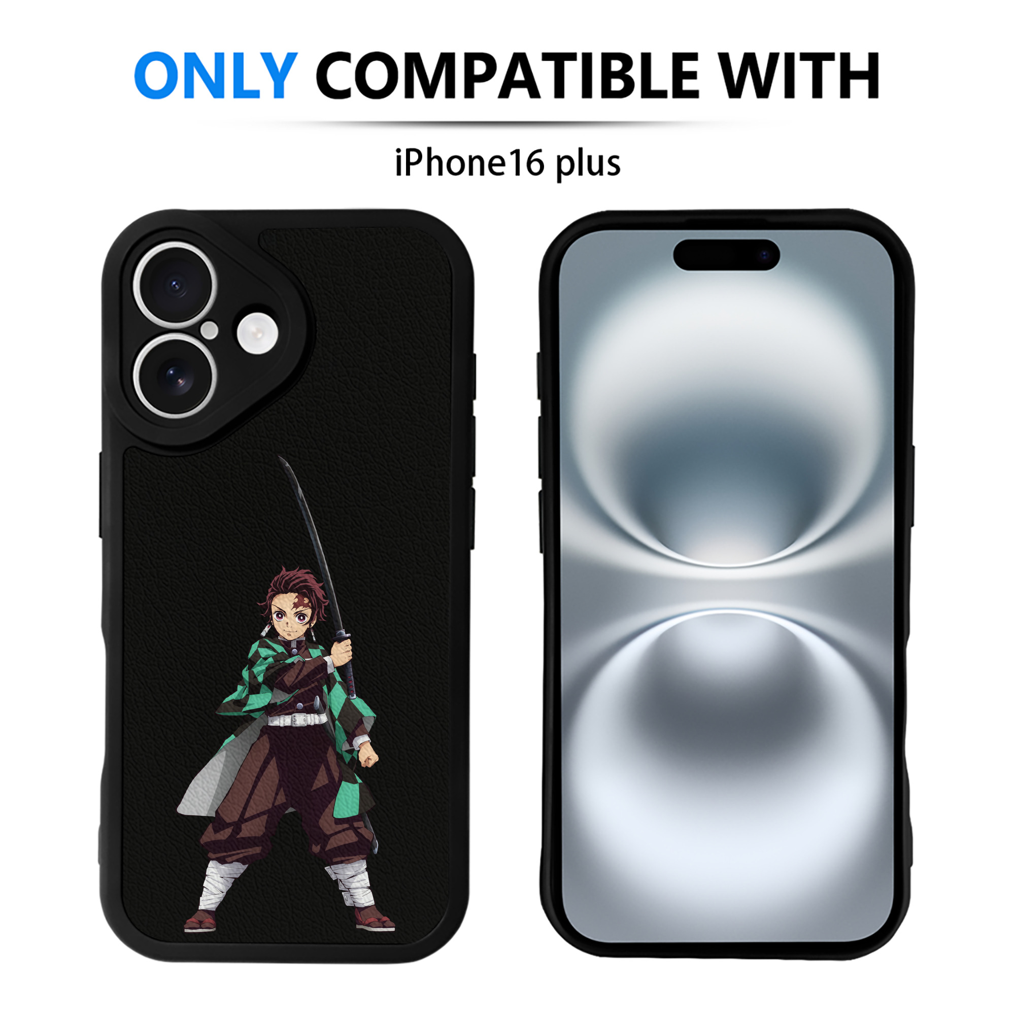 （画像用） 鬼滅の刃 竈門 炭治郎／かまど たんじろう Kamado Tanjirou 【iPhone 16シリーズ対応】シリコンスマホケース（レザー調） 材質：シリコン
